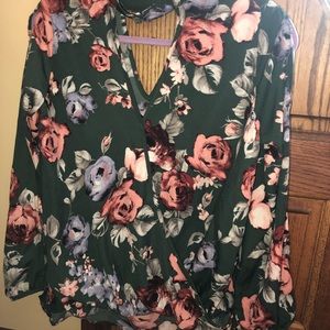 NWT - Green Floral Long Sleeve Top